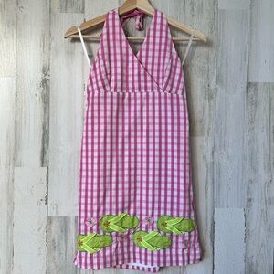 Lilly Pulitzer Kids Girls Pink White Gingham Flip Flops
Flower Dress Size 12